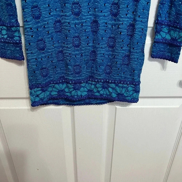 Free People Botanical Forest Long Sleeve Floral Bodycon Dress Blue Daisy XS - Picture 5 of 13